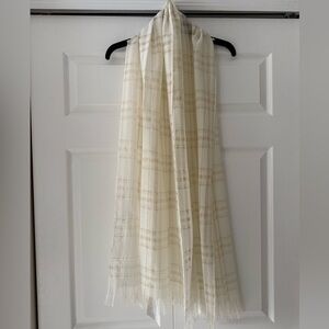 Lauren Ralph Lauren Cream Gold Plaid Scarf